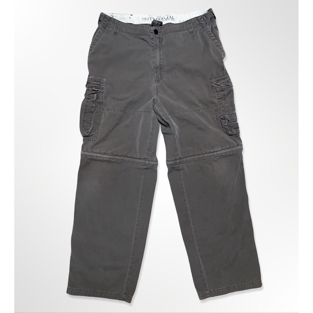 VTG 90s Plugg Jeans Cargo Pants 38x34 Brown Y2K Baggy Convertible
